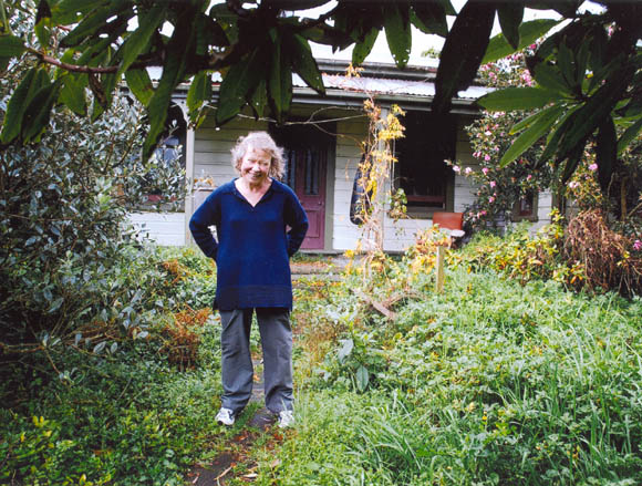 Dale Copeland in her jungle of a garden