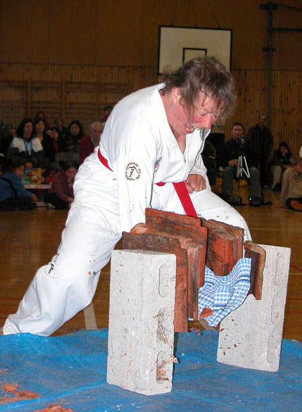 Dale smashing roofing tiles